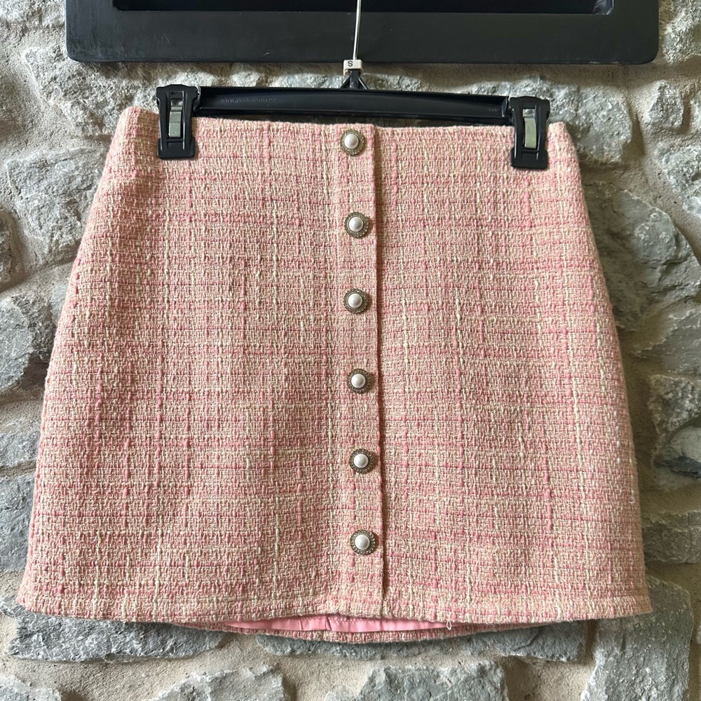 Elodie Pink Tweed Skirt